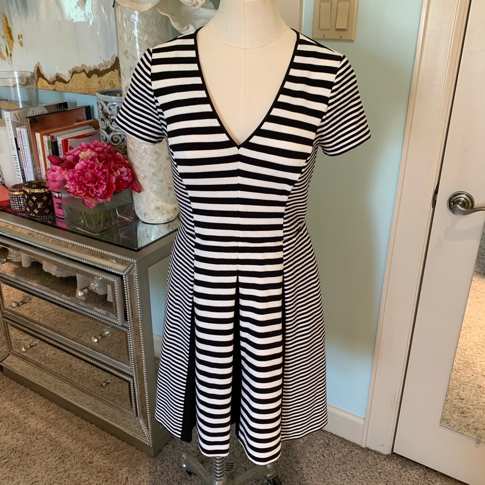 Banana Republic Black & White Striped Dress, Sz 4